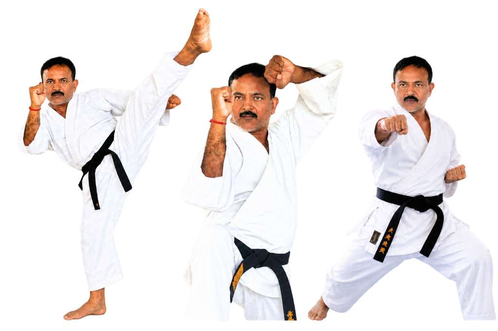 Sensei A.G. Prasanth Kumar demonstrating karate stances
